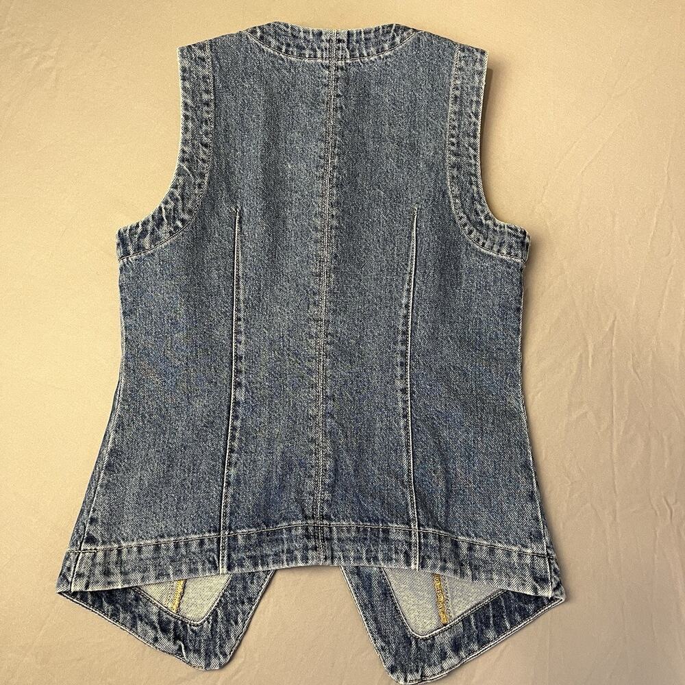 Madewell Denim Harlow Jean Vest Womens 0 Blue Button Front Crew Neck Cotton - Picture 5 of 8